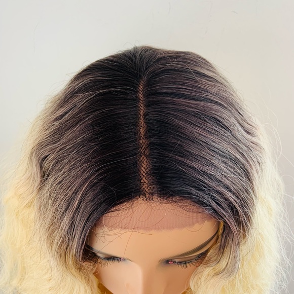 14” Ombré Light Blonde Premium Fiber Lace Front Wig for Daily Wear or Events - Picture 3 of 7